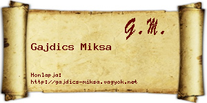 Gajdics Miksa névjegykártya